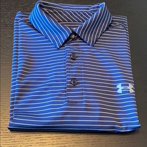Blue Striped under armor short sleeve polo
